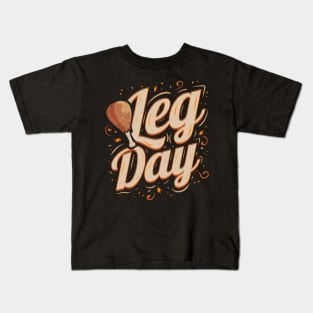 Turkey Drum Leg Day Thanksgiving Kids T-Shirt